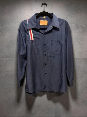MM Miller Union Made USA Vintage Work Shirt Navy Stripe Detail Size 3